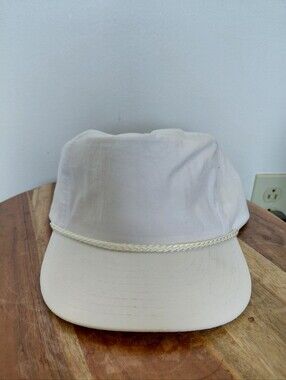 VINTAGE Plain White Rope Hat OS